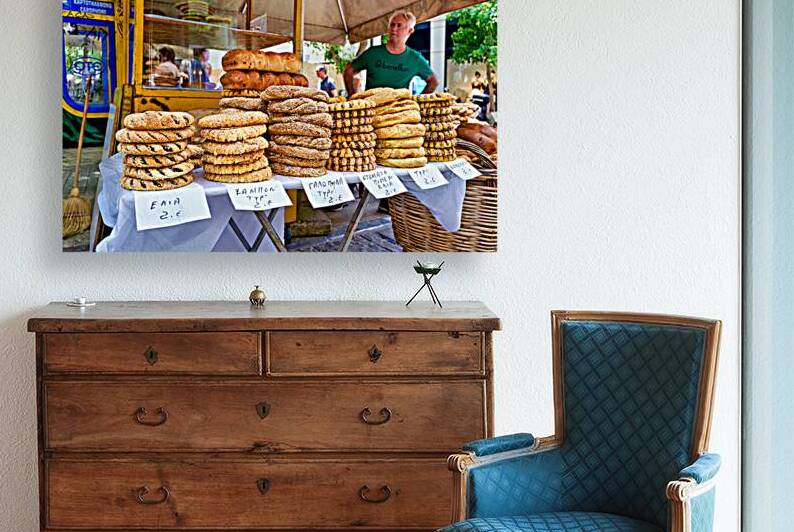Food stall offers baked goods in downtown Athens Greece by Marco Brivio