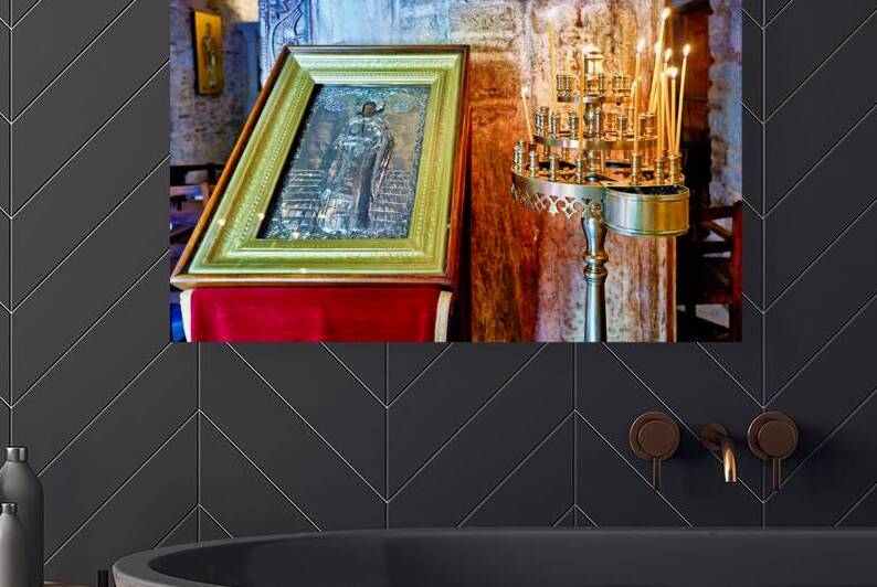 Votive candles in Agios Eleftherios Orthodox Church in Athens by Marco Brivio