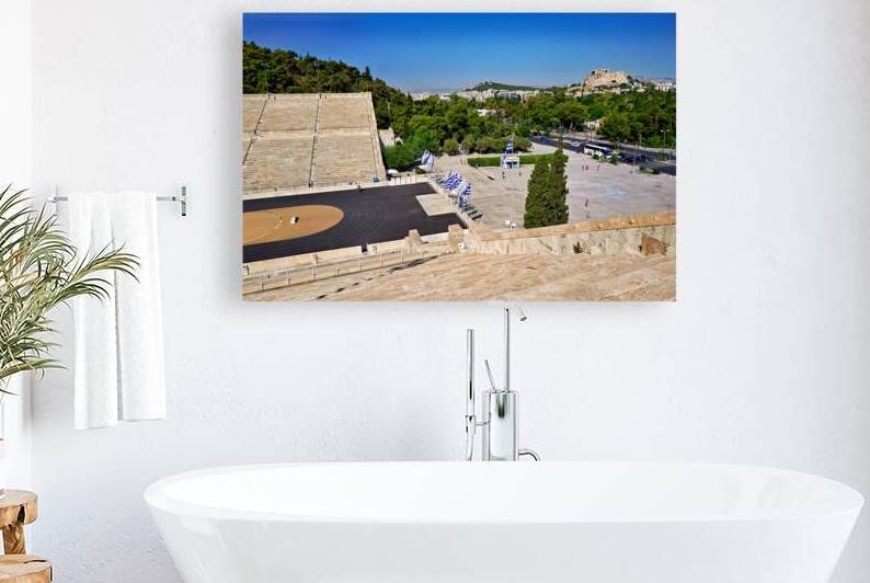 Panathenaic Stadium in Athens with Acropolis in the background by Marco Brivio