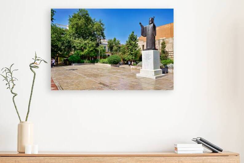 Statue of Constantine XI near Mitropolis Cathedral Athens by Marco Brivio
