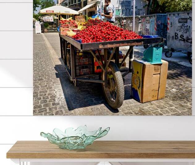 Cherries for sale in a street barrow at Monastiraki in Athens by Marco Brivio