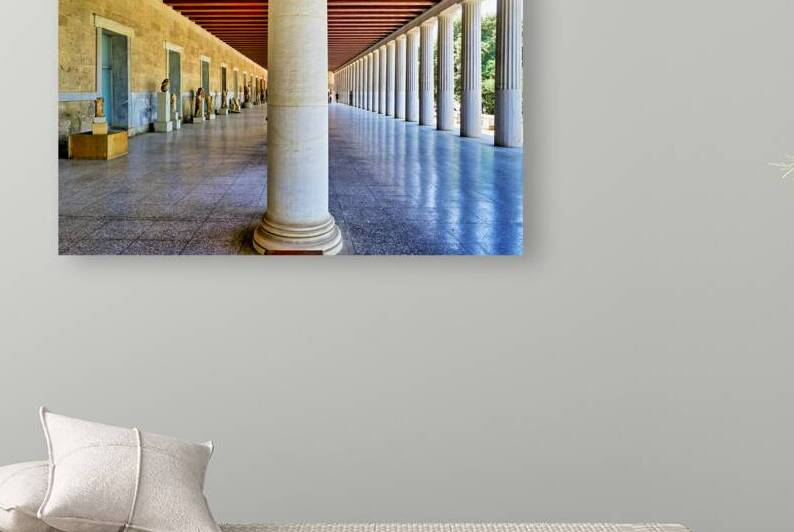 Walking through the Stoa of Attalos in Ancient Agora Athens Gre by Marco Brivio