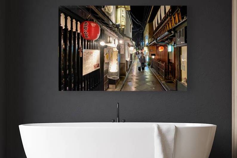 Night scene in Gion district with restaurants and lanterns in Ky by Marco Brivio