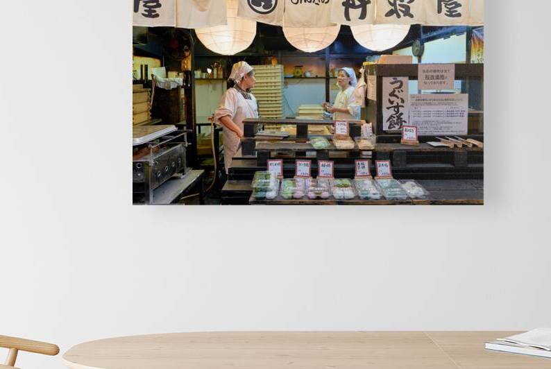 Street food vendors serve snacks in Gion district of Kyoto Japa by Marco Brivio