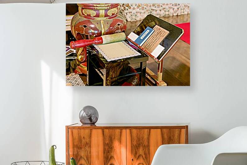 Table of prayers inside Chion in temple in Kyoto Japan by Marco Brivio