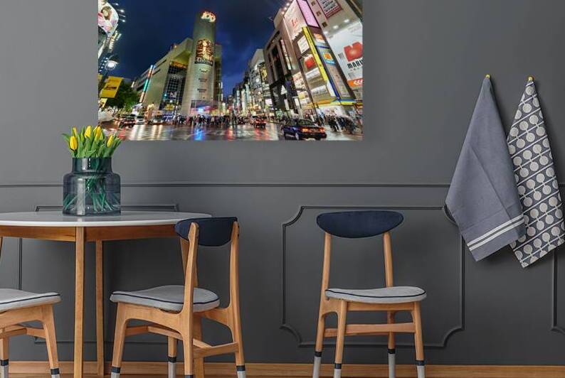 Busy night in Tokyos Shibuya district with bright lights and cr by Marco Brivio