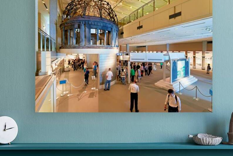 Visitors explore the Peace Memorial Museum in Hiroshima Japan by Marco Brivio