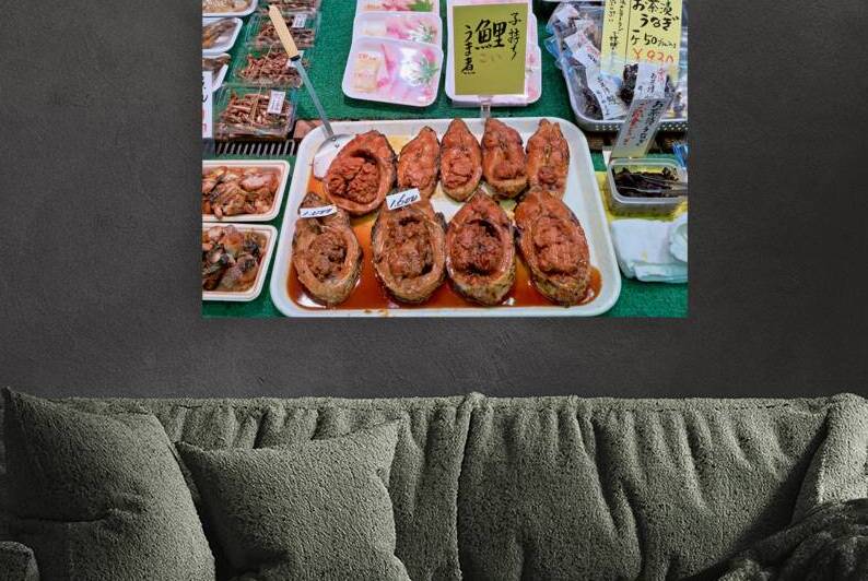 Traditional seafood display at Nishiki Market in Kyoto Japan by Marco Brivio