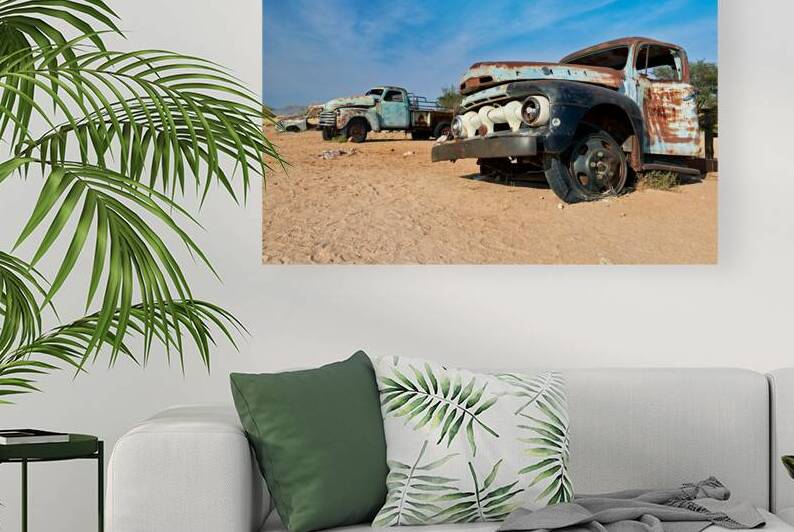 Classic cars wrecks decay in Namibia desert countryside by Marco Brivio