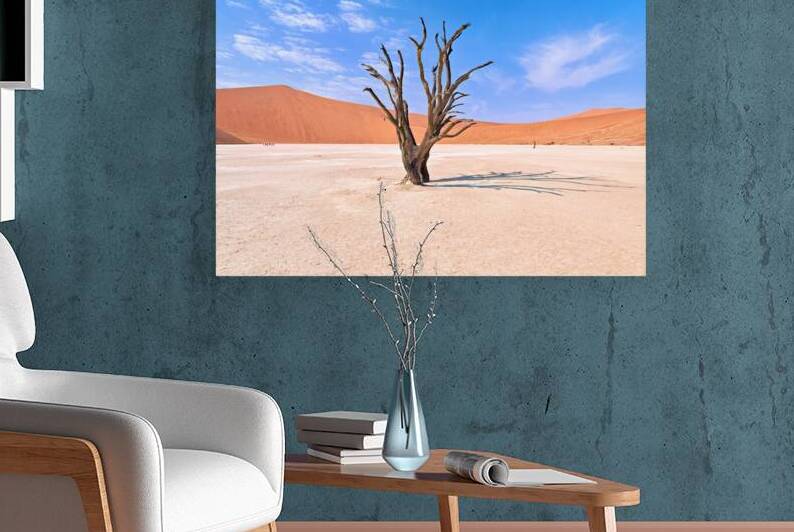 Dried camel thorn tree in Deadvlei pan of Namibias landscape by Marco Brivio