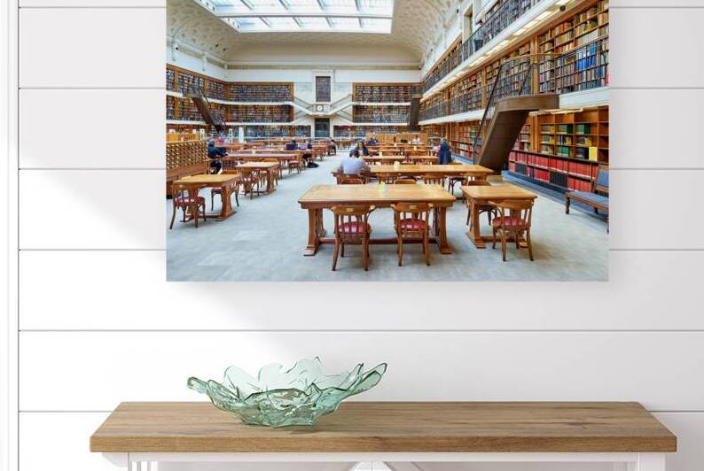 Students study in spacious library reading room at Mitchell Libr by Marco Brivio