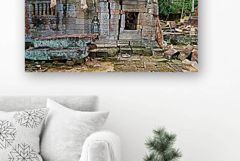 Massive tree roots engulf ancient stone temple ruins. by Marco Brivio