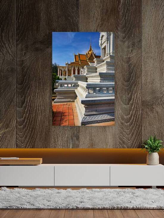 Royal Palace Phnom Penh: Golden roof and intricate white carvin by Marco Brivio