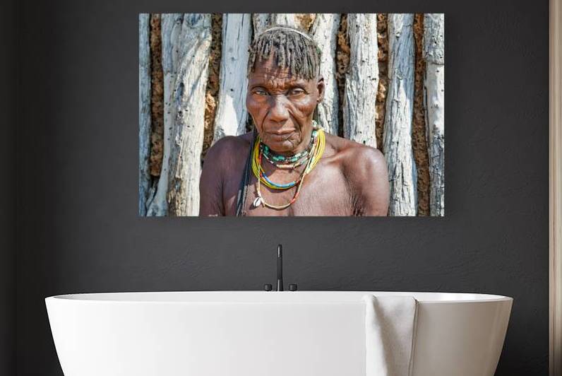 Portrait of old woman from Zemba Bantu ethnic group in Kunene Re by Marco Brivio