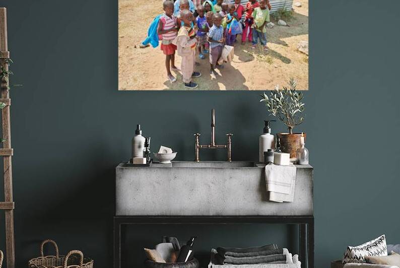 Students gather outside a school in Kavango Region Namibia by Marco Brivio