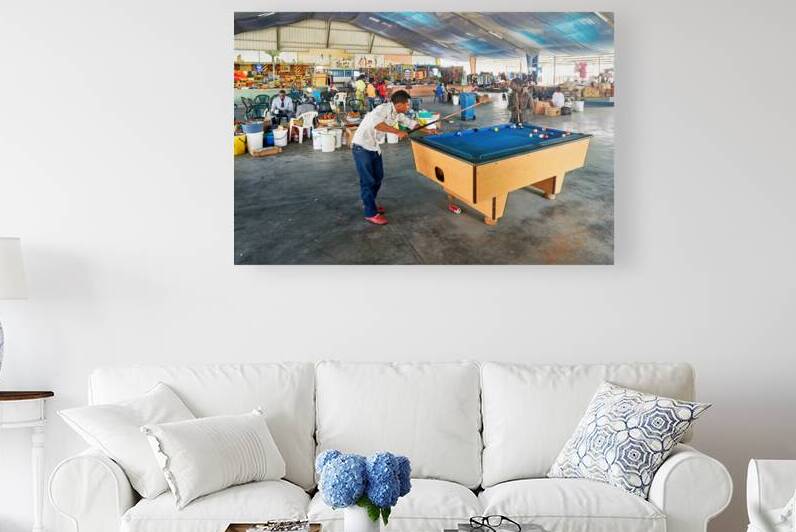 People play pool in covered market of Rundu in Kavango region by Marco Brivio
