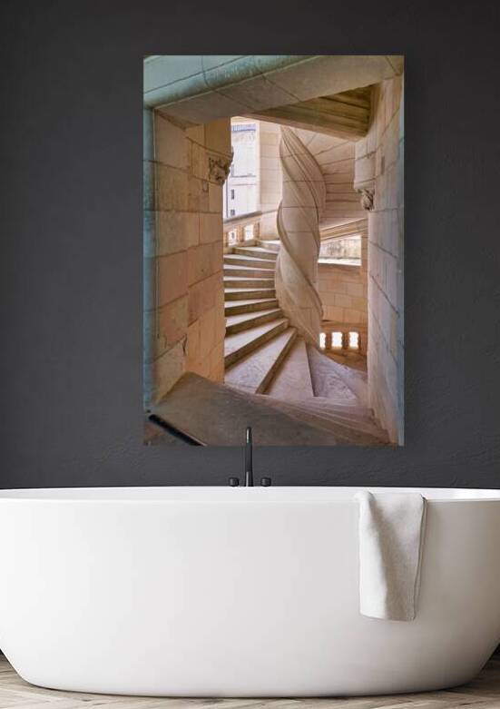 Chateau de Chambord spiral staircase with stone steps and walls by Marco Brivio