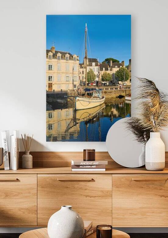 Boats moored in Vannes port during sunny day in Brittany by Marco Brivio