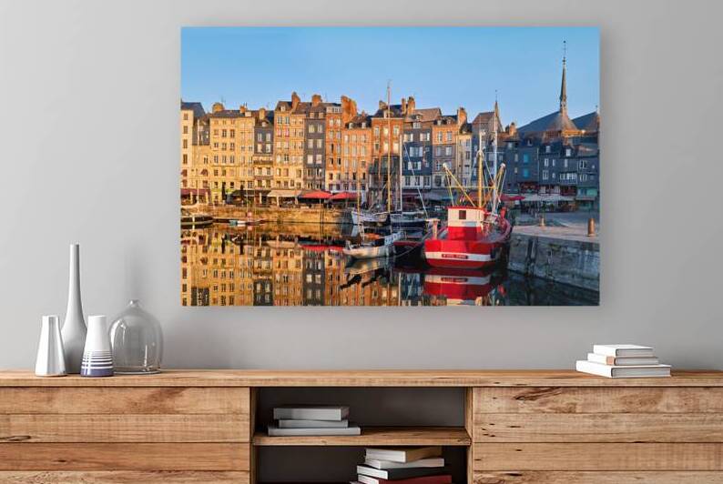 Sunrise at Honfleur harbour in Normandy France with reflections by Marco Brivio