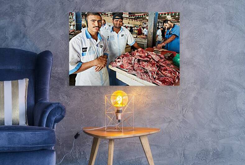 Fish market scene with men at work in Dubai UAE by Marco Brivio