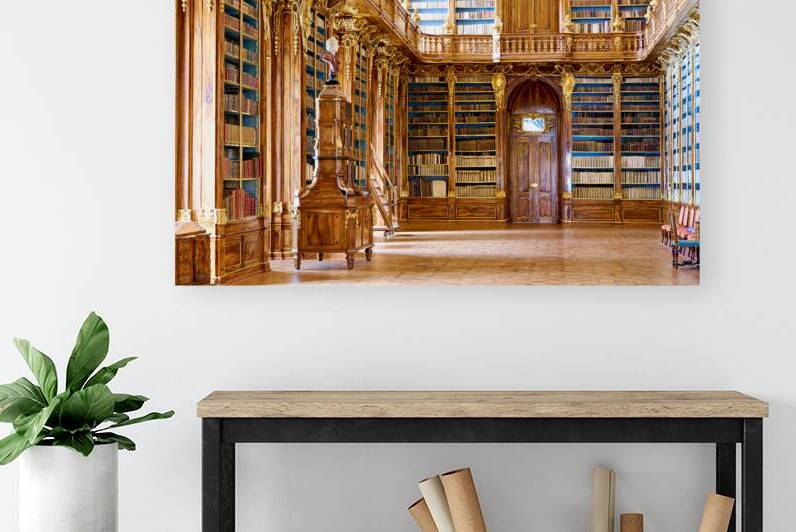 Magnificent ornate library with towering bookshelves and intric by Marco Brivio