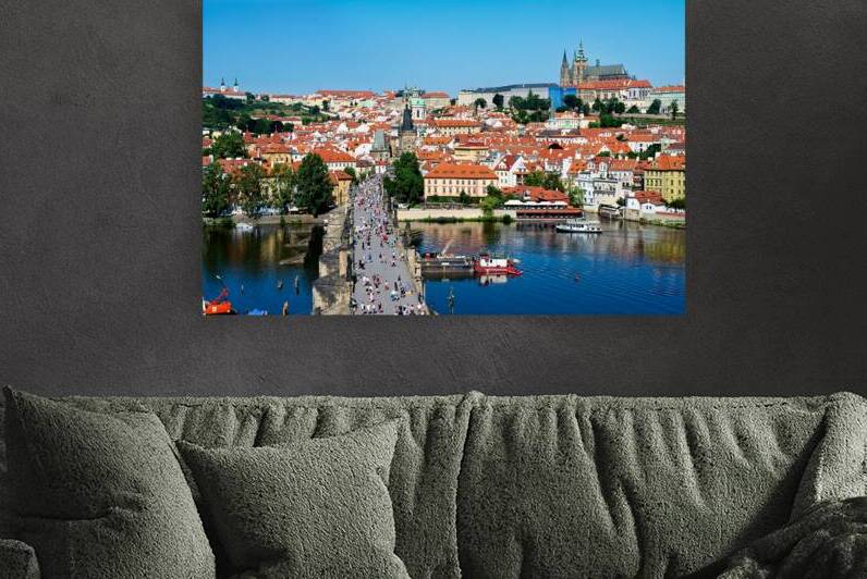 Pragues iconic Charles Bridge Vltava River and historic city  by Marco Brivio