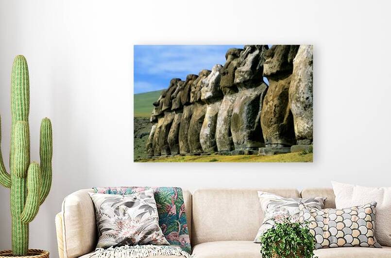Row of Moai statues on Easter Island. by Marco Brivio