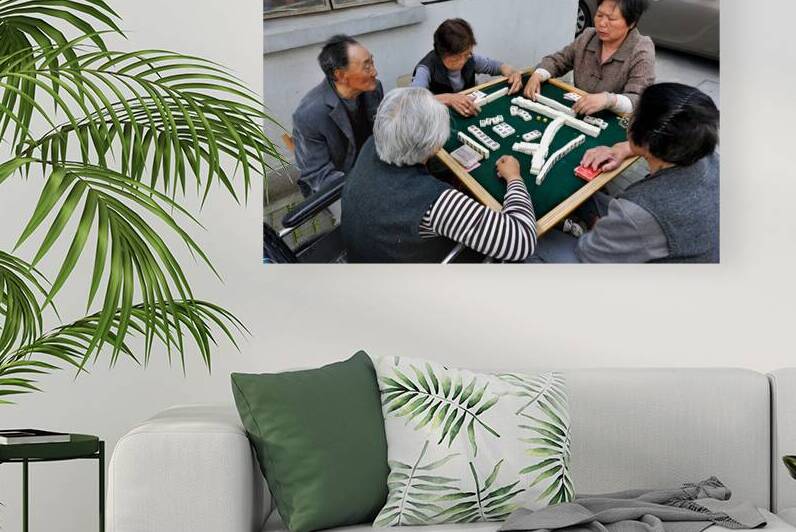 Elderly people enjoy playing mahjong in Shanghais outdoor area by Marco Brivio