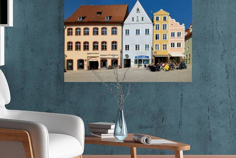 Visitors enjoy main square of Landsberg am Lech in Bavaria Germa by Marco Brivio