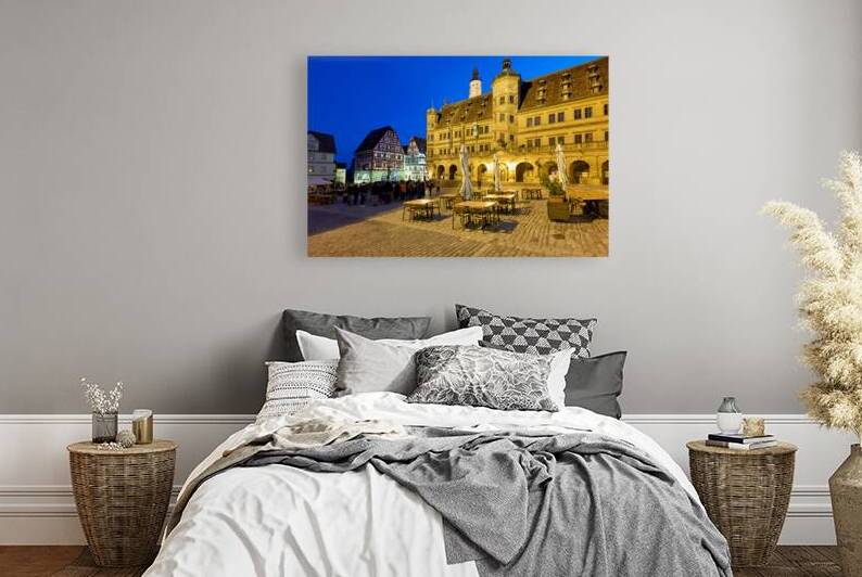 Sunset at market square in Rothenburg ob der Tauber Germany by Marco Brivio