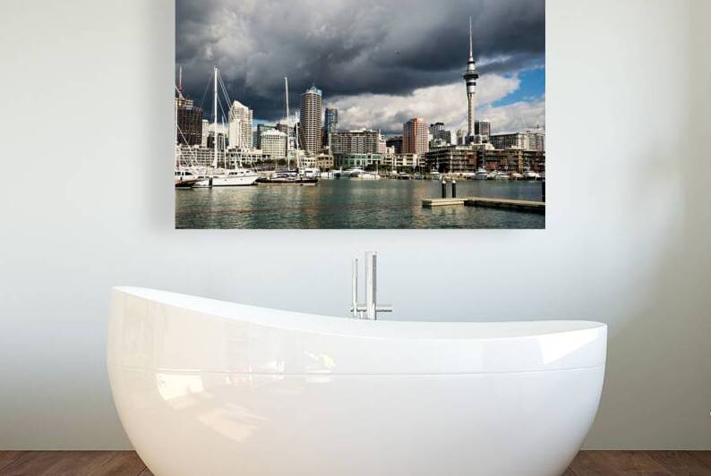 City skyline view from Viaduct Harbour in Auckland New Zealand by Marco Brivio