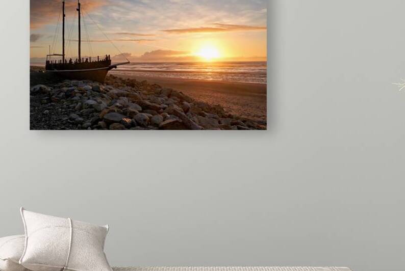 Ship Torgauten stranded on Hokitika beach in New Zealand at suns by Marco Brivio