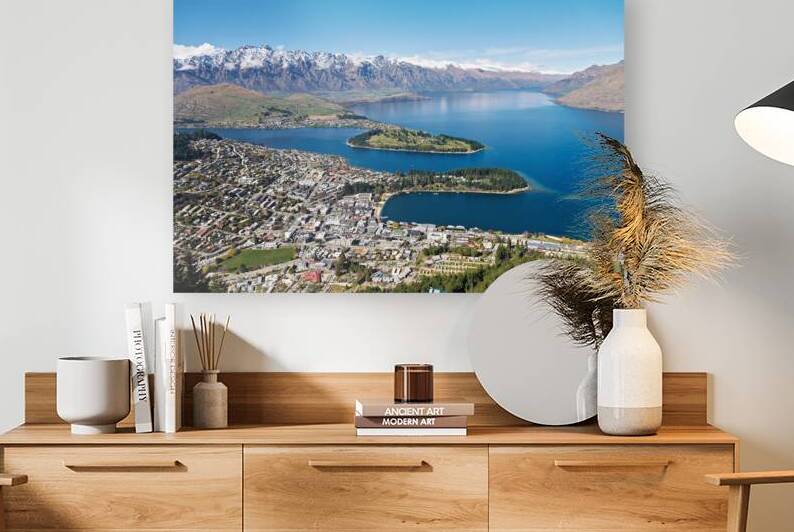 Aerial view of Lake Wakatipu in Queenstown Otago South Island by Marco Brivio