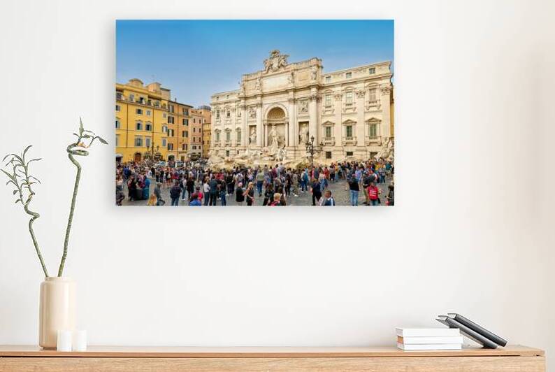 Crowd enjoying time at Trevi Fountain in Rome Italy during the d by Marco Brivio