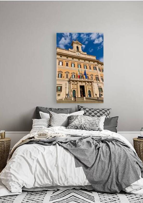 Palazzo Montecitorio stands in Rome Italy during a clear day by Marco Brivio