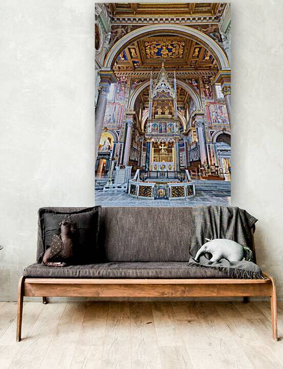 Cathedral interior showing altar and artwork in Rome Italy by Marco Brivio