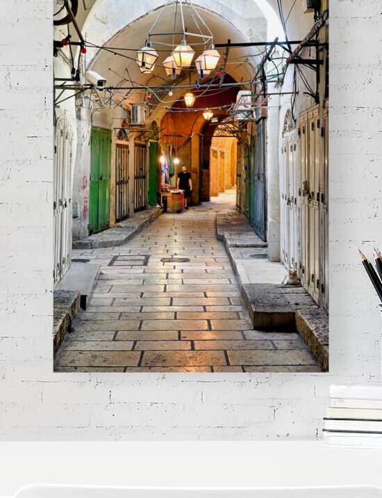 Cobbled street winding through the old city of Jerusalem in Isra by Marco Brivio