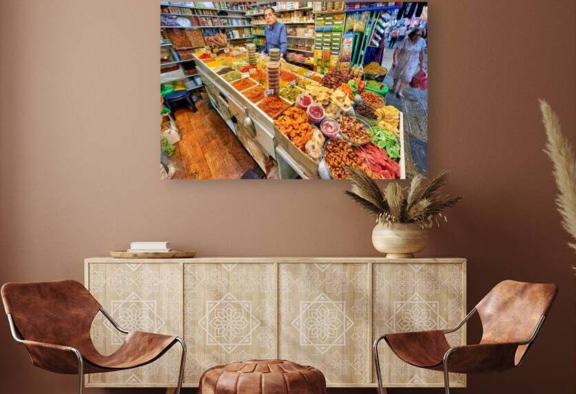 Dried fruit shop in the souq of old city in Jerusalem by Marco Brivio