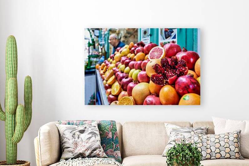 Fresh fruit stall in old city of Jerusalem filled with colorful  by Marco Brivio