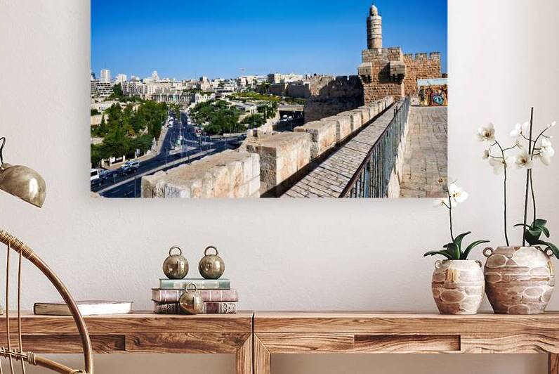 View of the old city ramparts in Jerusalem during the day by Marco Brivio