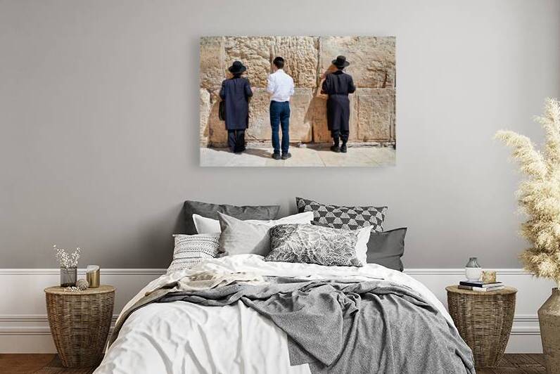 Orthodox Jews pray at the Wailing Wall in Jerusalem Israel by Marco Brivio