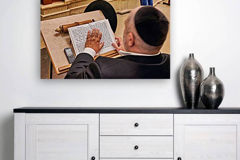 Orthodox Jews praying at the Wailing Wall in Jerusalem Israel by Marco Brivio