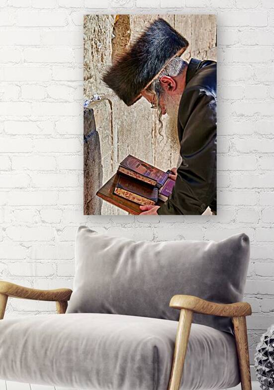 Orthodox Jews at Wailing Wall in Jerusalem during Prayer Time by Marco Brivio