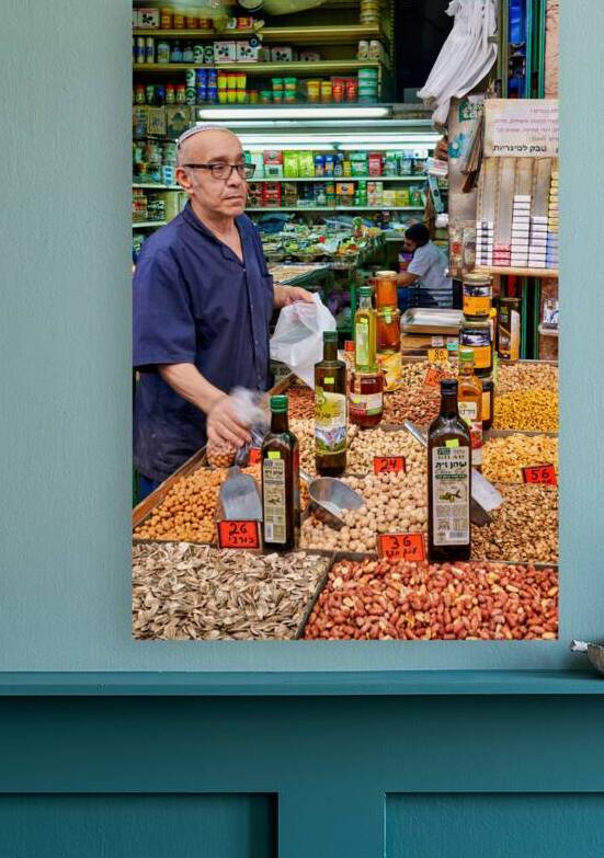 Market scene in Mahane Yehuda in Jerusalem during busy shopping  by Marco Brivio