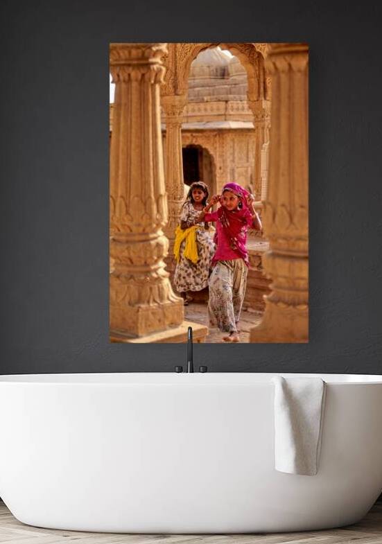 Girls playing in Jaisalmer Rajasthan during the evening light by Marco Brivio