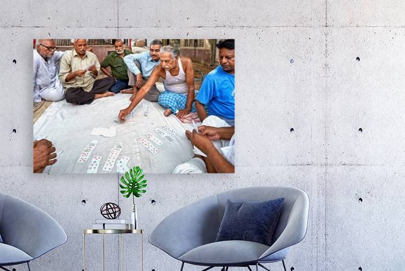 Men playing cards on the street in Bikaner Rajasthan during the by Marco Brivio