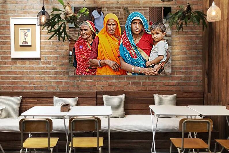 Women and child in Jodhpur Rajasthan during cultural gathering by Marco Brivio