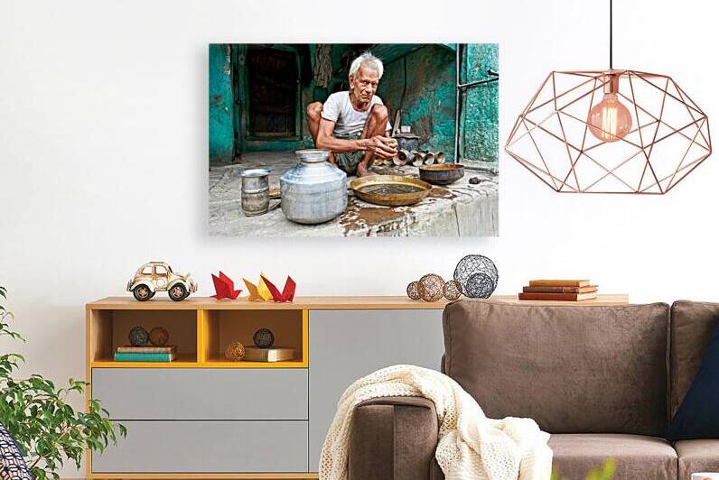 Portrait of an old man in Bundi Rajasthan during daily activitie by Marco Brivio