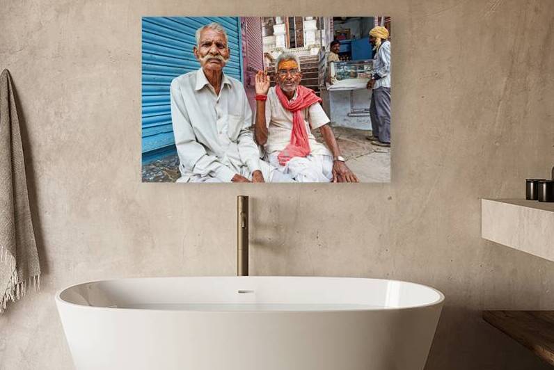 Old men sitting in Bundi Rajasthan India during the day by Marco Brivio