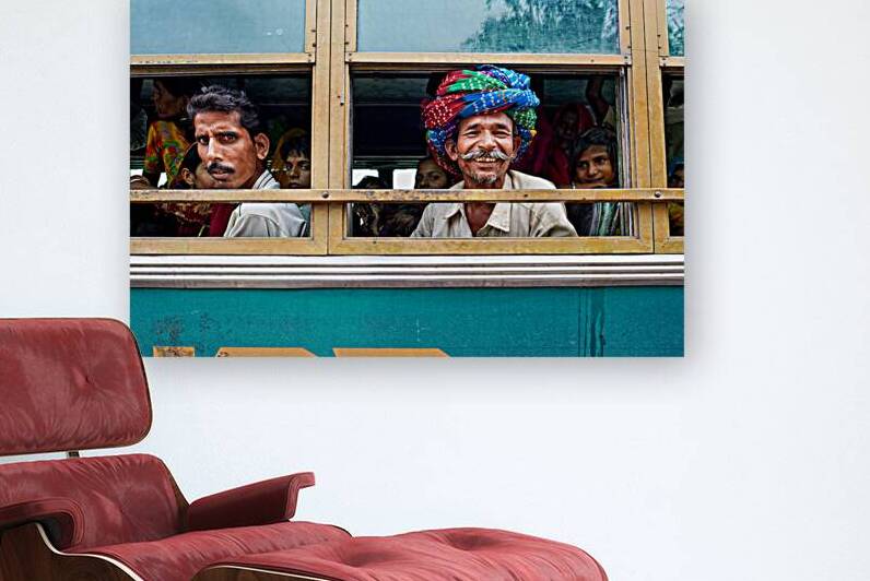 Passengers travel on bus in Udaipur Rajasthan India by Marco Brivio